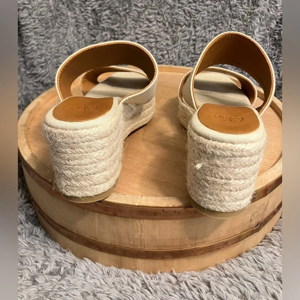 EUC Castaner Espadrilles Wedge Platform Tan Beige Sandals Size US 7.5/ EU 38